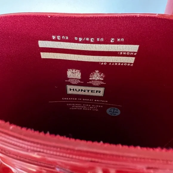 Hunter Kids’ Original Tall Rain Boots in Military Red, size B3/G4 UK2 - Picture 7 of 9